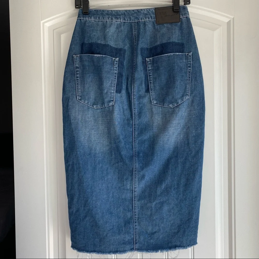 One Teaspoon Blue Denim A-Line Skirt - Picture 3 of 15